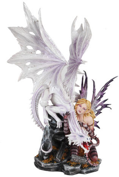 White Dragon with Fairy Large Figurine Fantasy Decor
